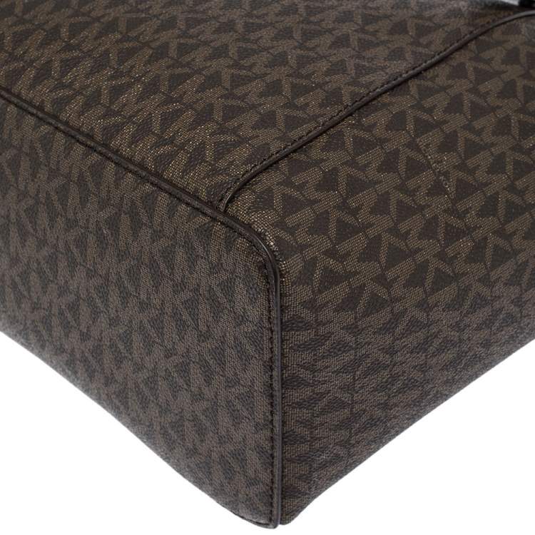 Pre Owned Michael Kors Dark Brown Signature Coated Canvas Ciara Tote