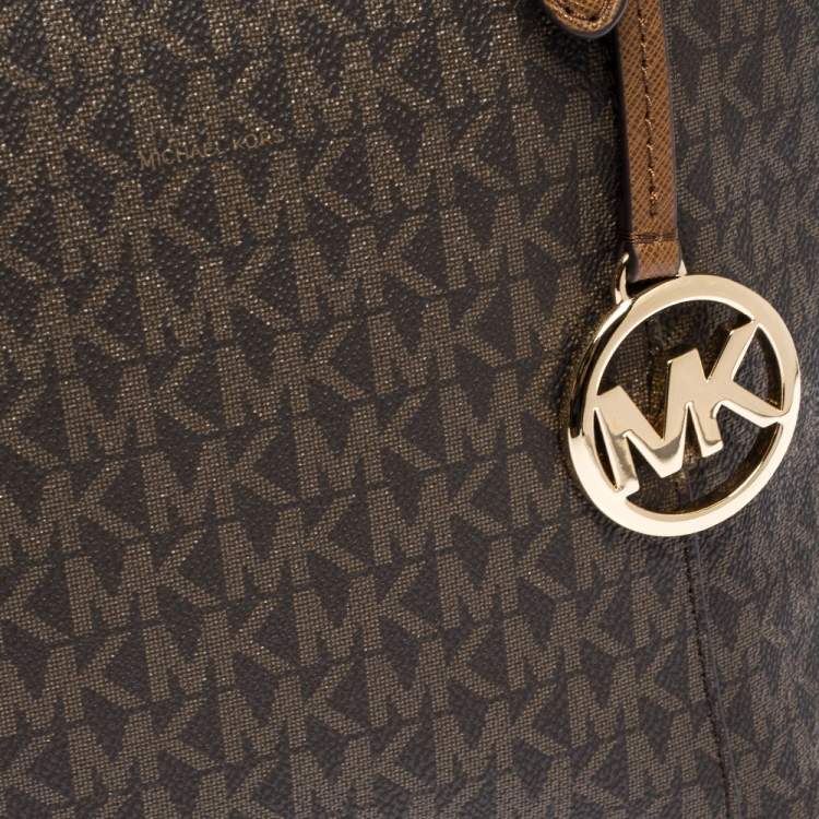 Pre Owned Michael Kors Dark Brown Signature Coated Canvas Ciara Tote