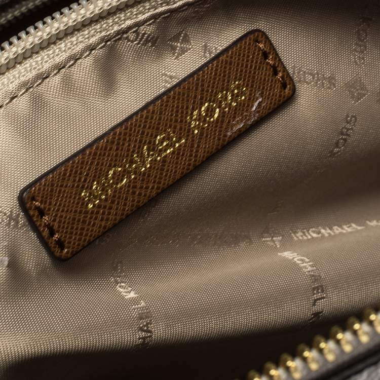 Pre Owned Michael Kors Vanilla White Signature Coated Canvas Large Ciara Tote