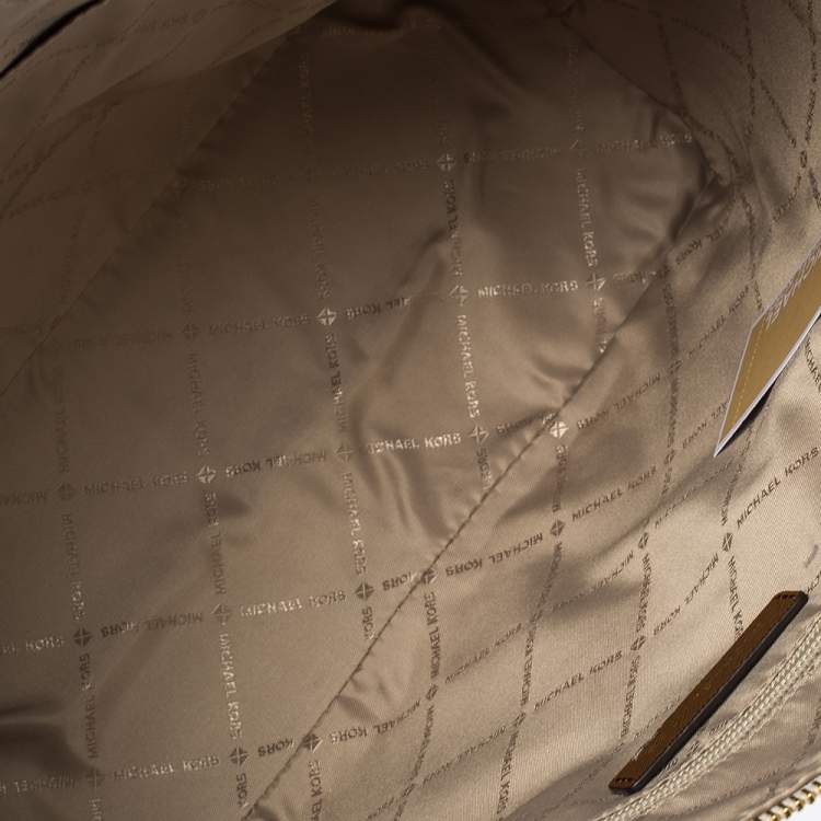 Pre Owned Michael Kors Vanilla White Signature Coated Canvas Large Ciara Tote