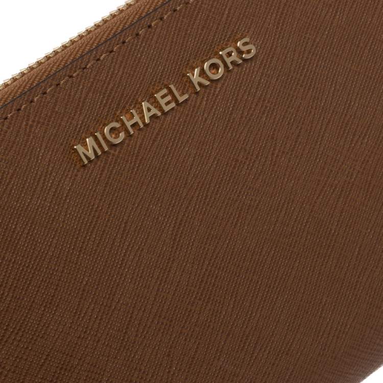 Pre Owned Michael Kors Brown Leather Jet Set Travel Continental Wallet