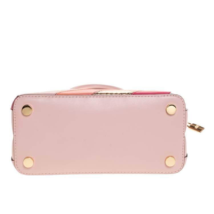 Pre Owned Michael Kors Multicolor Striped Leather and Python Embossed Adele Tote