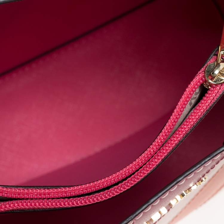 Pre Owned Michael Kors Multicolor Striped Leather and Python Embossed Adele Tote