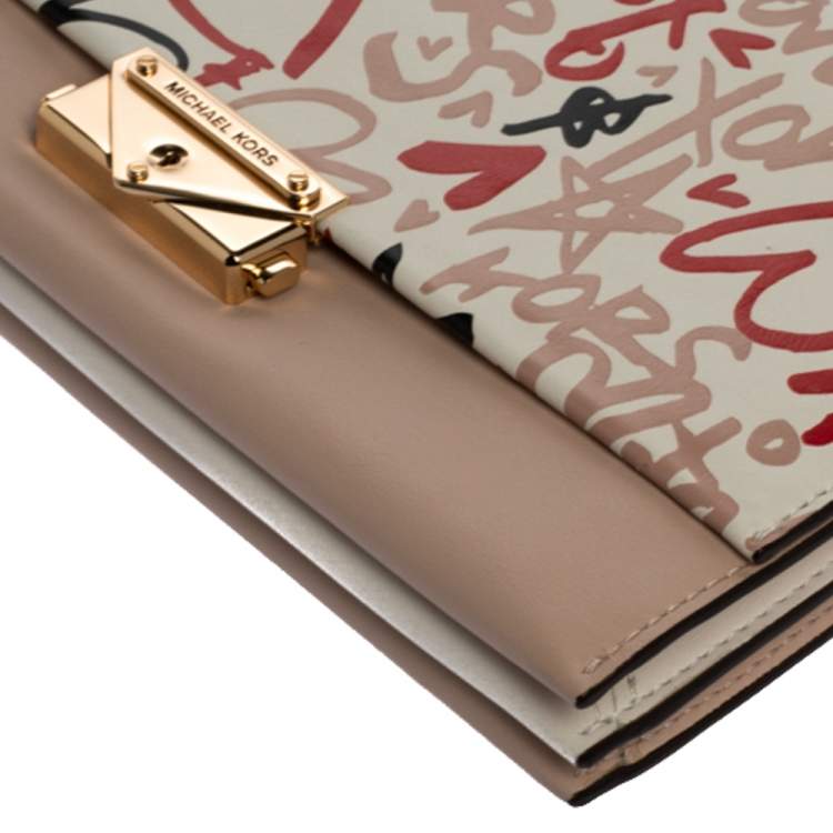 Pre Owned Michael Kors Multicolor Graffiti Leather Cece Chain Clutch