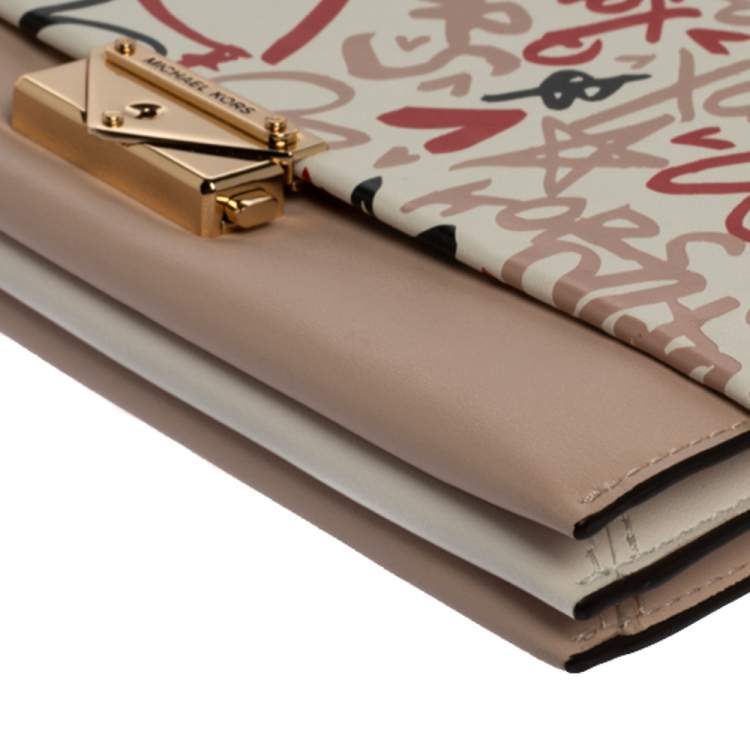 Pre Owned Michael Kors Multicolor Graffiti Leather Cece Chain Clutch