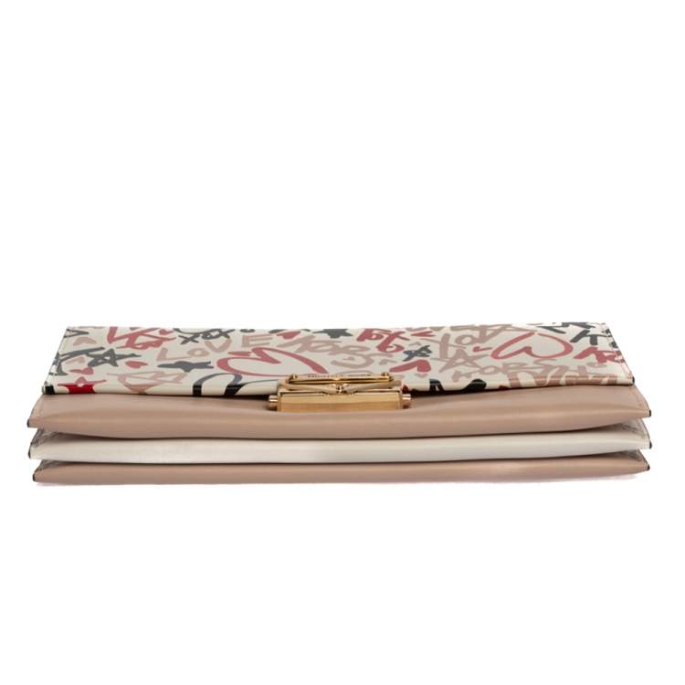 Pre Owned Michael Kors Multicolor Graffiti Leather Cece Chain Clutch