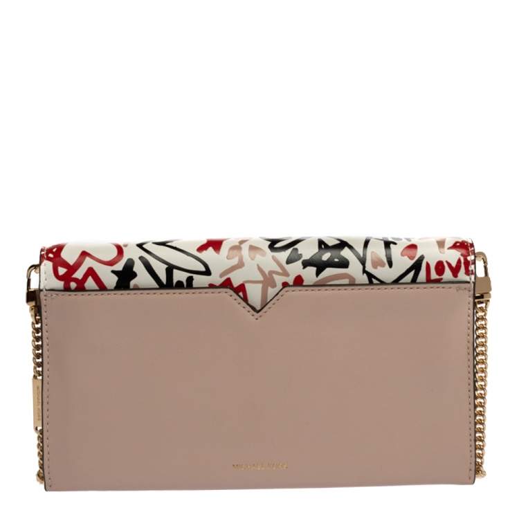 Pre Owned Michael Kors Multicolor Graffiti Leather Cece Chain Clutch