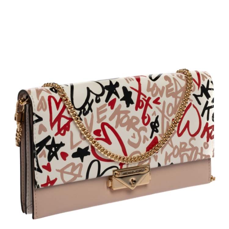 Pre Owned Michael Kors Multicolor Graffiti Leather Cece Chain Clutch