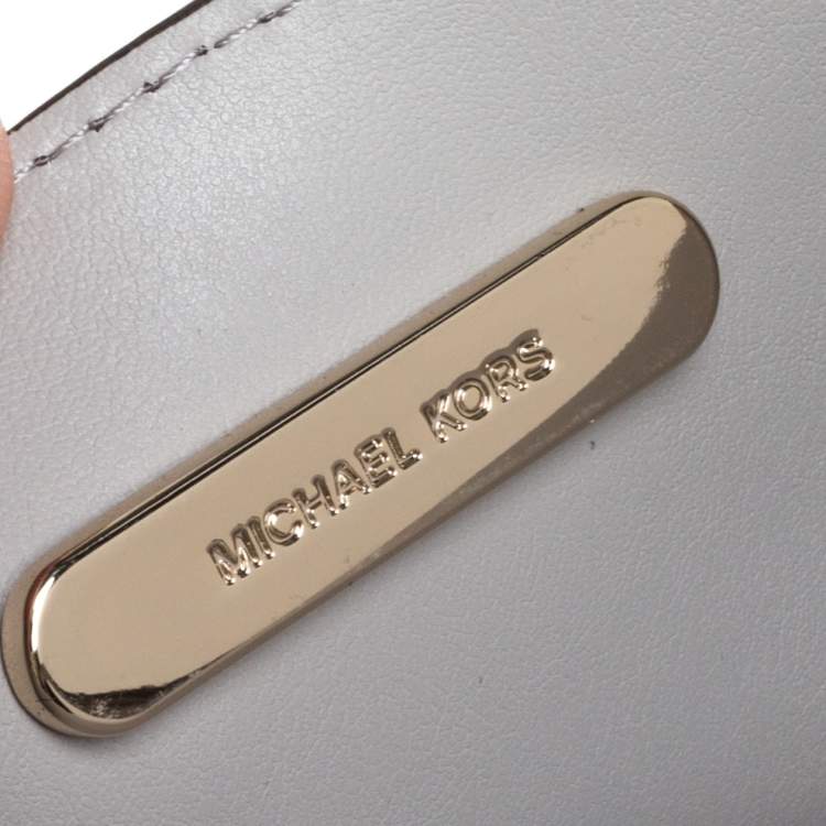 Pre Owned Michael Kors Grey/White Leather Mercer Tote