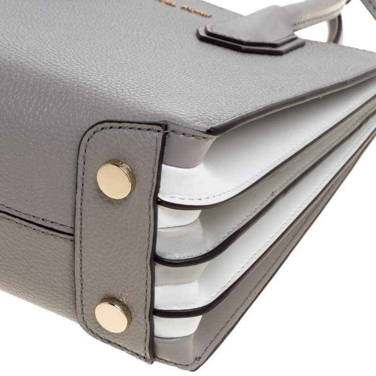 Pre Owned Michael Kors Grey/White Leather Mercer Tote