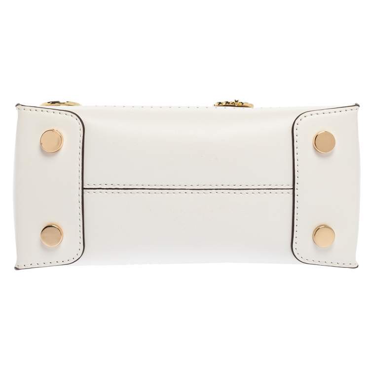 Pre Owned Michael Kors White Perforated Leather Mercer Love Tote