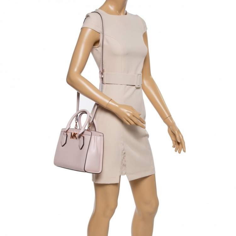 Pre Owned Michael Kors Blush Pink Leather Medium Mott Tote