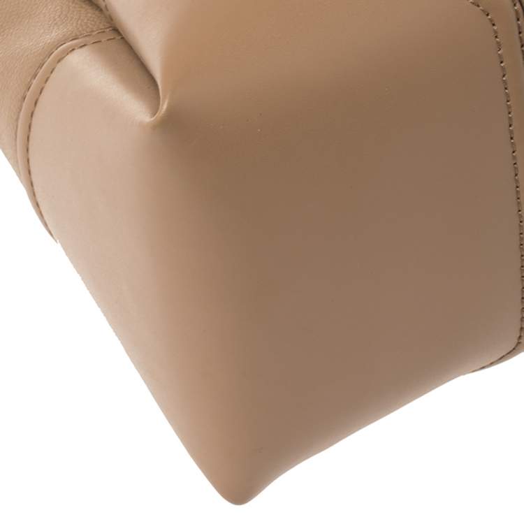 Pre Owned Michael Kors Beige Leather Medium Nicole Shoulder Bag