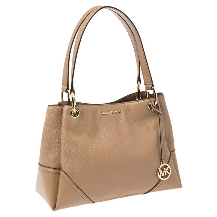 Pre Owned Michael Kors Beige Leather Medium Nicole Shoulder Bag