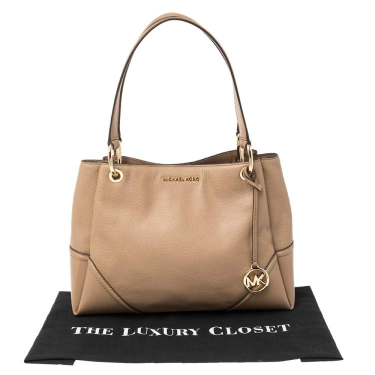 Pre Owned Michael Kors Beige Leather Medium Nicole Shoulder Bag