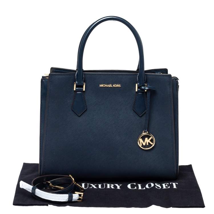 Pre Owned Michael Kors Navy Blue Saffiano Leather Large Hope Tote