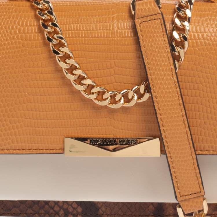 Pre Owned MICHAEL Michael Kors Multicolor Croc, Snakeskin Embossed Leather Mini Crossbody Bag