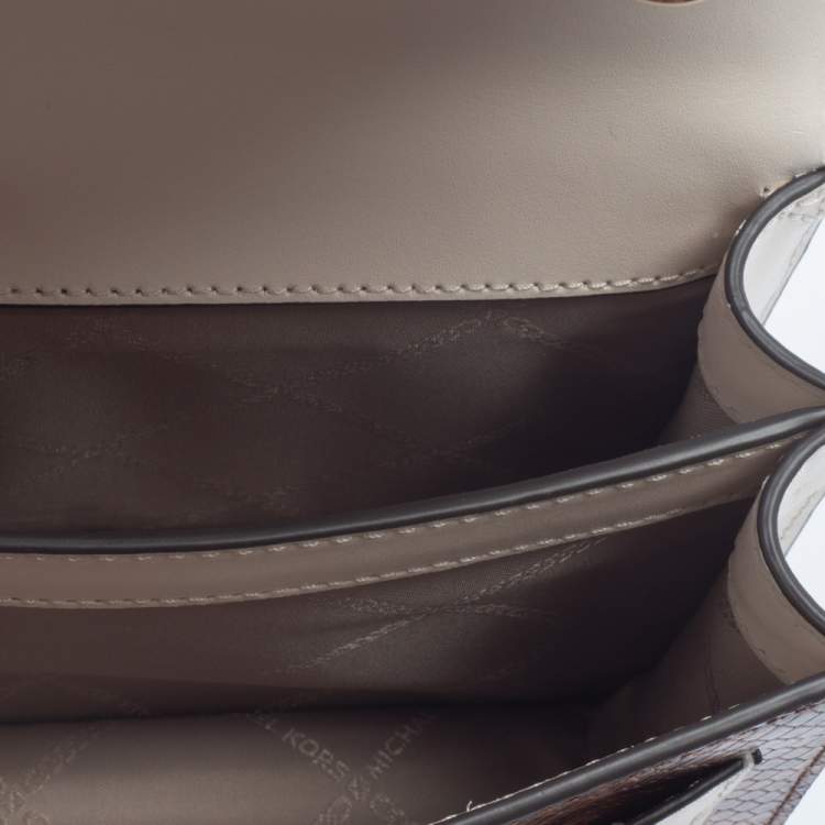 Pre Owned MICHAEL Michael Kors Multicolor Croc, Snakeskin Embossed Leather Mini Crossbody Bag