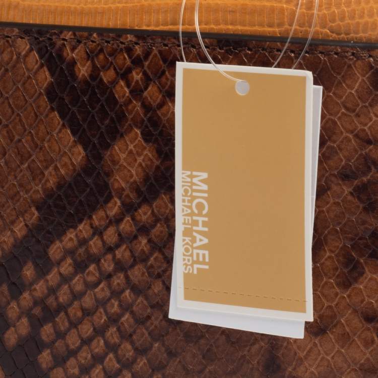 Pre Owned MICHAEL Michael Kors Multicolor Croc, Snakeskin Embossed Leather Mini Crossbody Bag