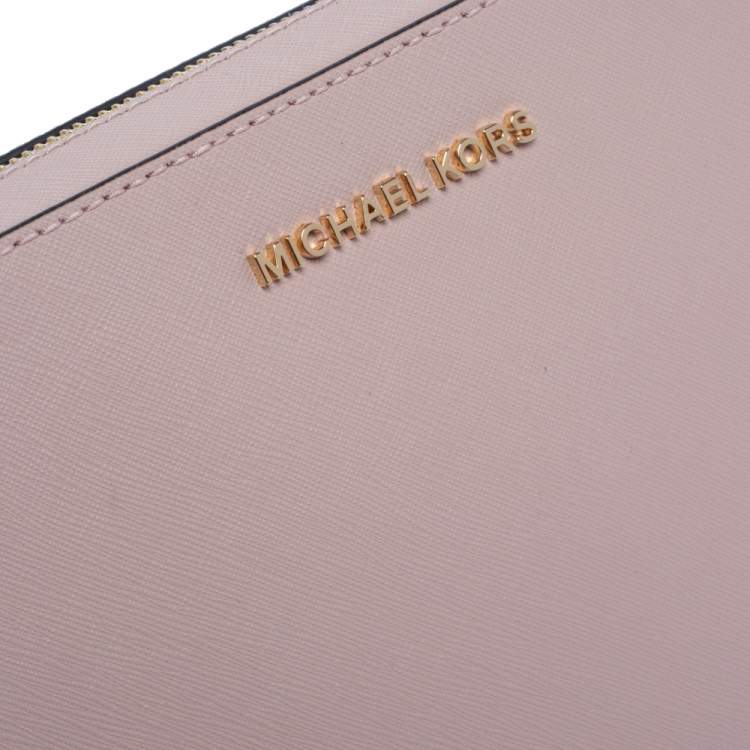 Pre Owned Michael Kors Powder Pink Leather Jet Set Crossbody Bag