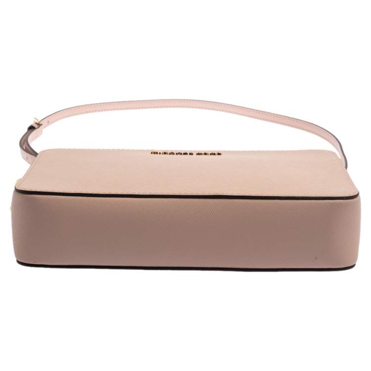 Pre Owned Michael Kors Powder Pink Leather Jet Set Crossbody Bag