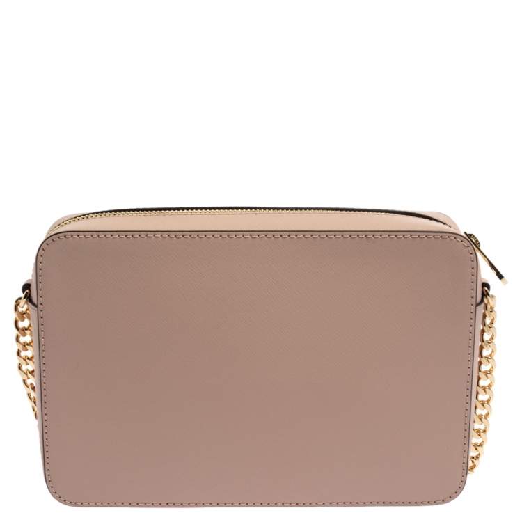 Pre Owned Michael Kors Powder Pink Leather Jet Set Crossbody Bag