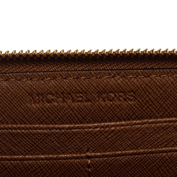 Pre Owned Michael Kors Brown Leather Jet Set Travel Zip Around Wallet