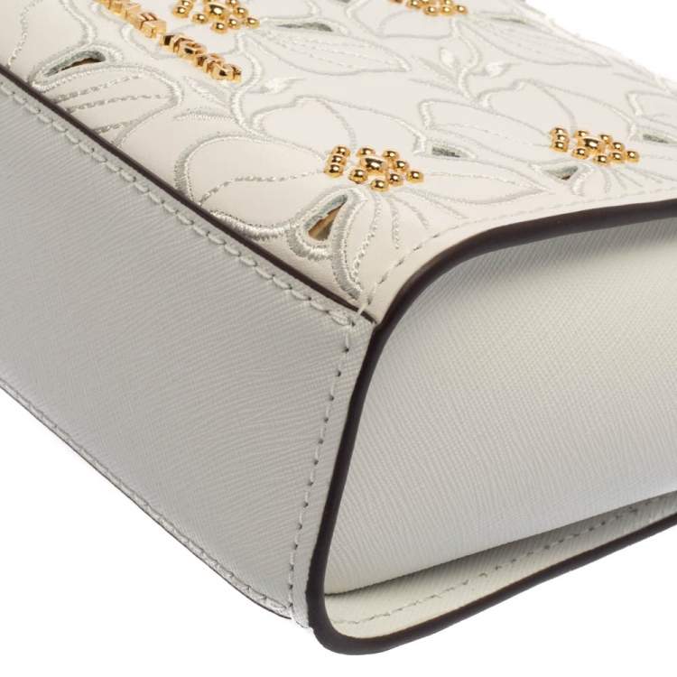 Pre Owned Michael Kors White Leather Studded Sofia Shoulder Bag