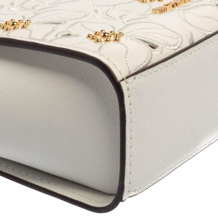 Pre Owned Michael Kors White Leather Studded Sofia Shoulder Bag