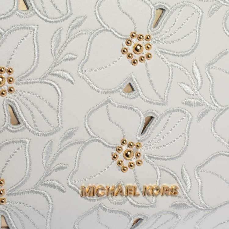 Pre Owned Michael Kors White Leather Studded Sofia Shoulder Bag