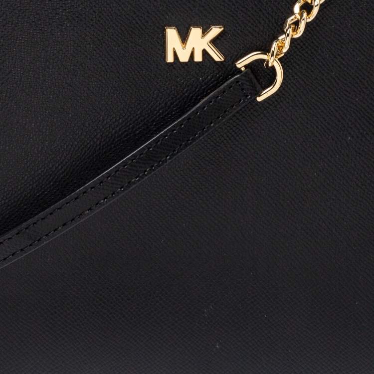 Pre Owned Michael Kors Black Leather Large Dome Crossbody Bag