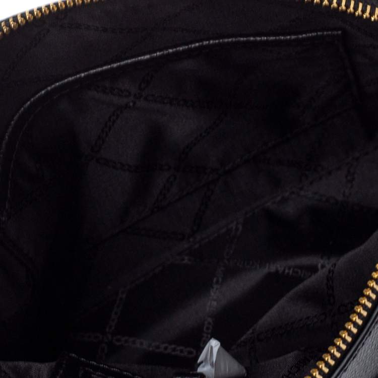 Pre Owned Michael Kors Black Leather Large Dome Crossbody Bag