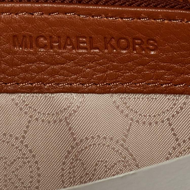 Pre Owned Michale Kors Tan Leather Jet Set Zip Around Continental Wallet