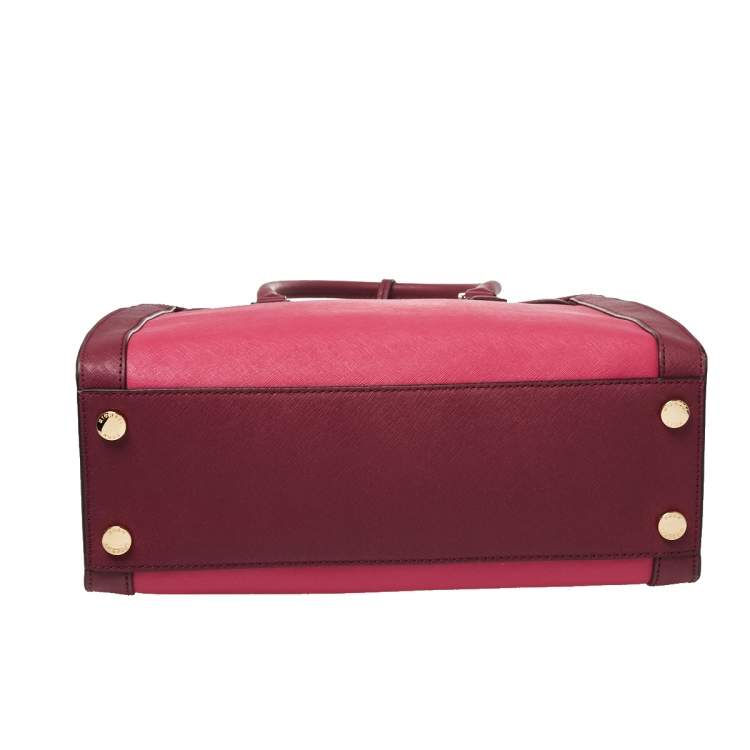 Pre Owned Michael Kors Raspberry/Red Leather Dillon Tote 