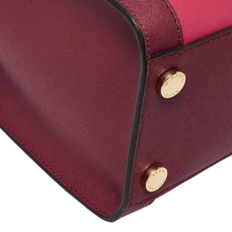 Pre Owned Michael Kors Raspberry/Red Leather Dillon Tote 