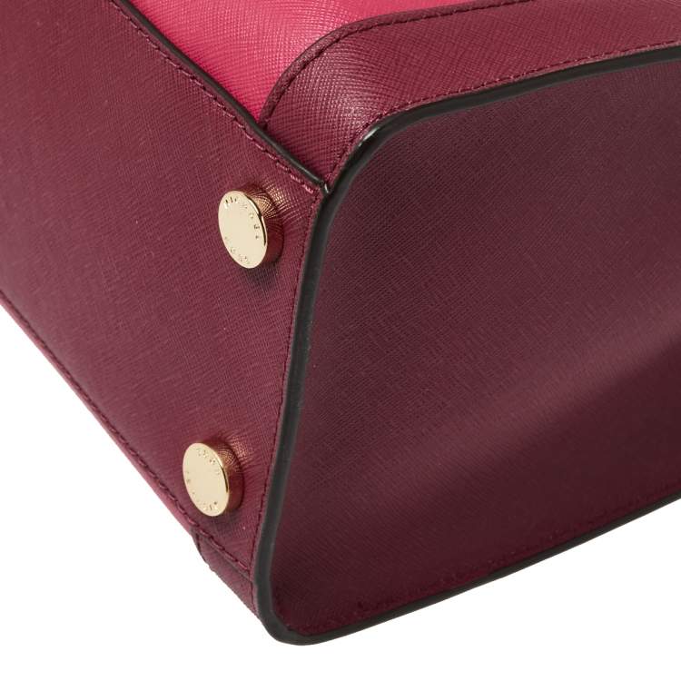 Pre Owned Michael Kors Raspberry/Red Leather Dillon Tote 