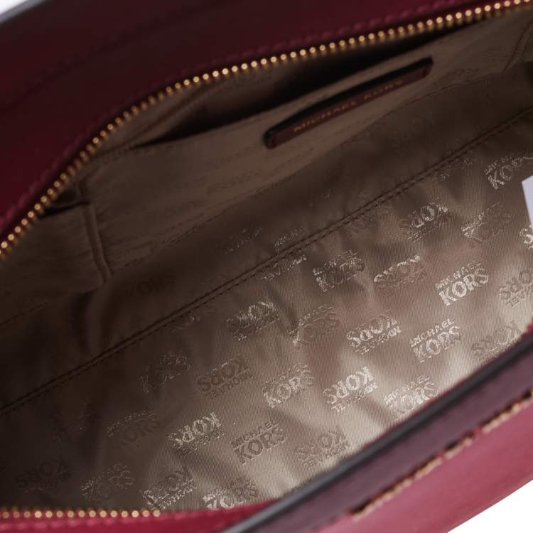 Pre Owned Michael Kors Raspberry/Red Leather Dillon Tote 