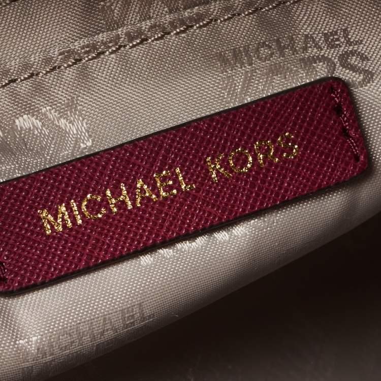 Pre Owned Michael Kors Raspberry/Red Leather Dillon Tote 