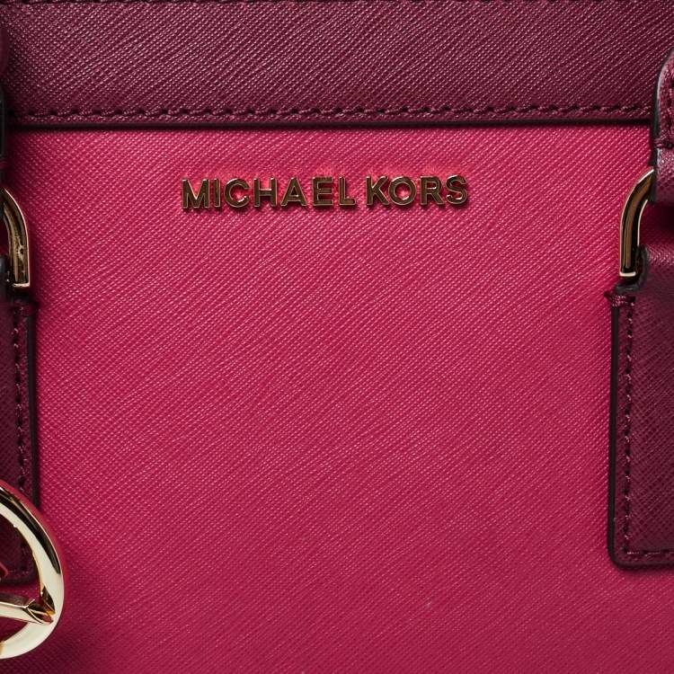 Pre Owned Michael Kors Raspberry/Red Leather Dillon Tote 
