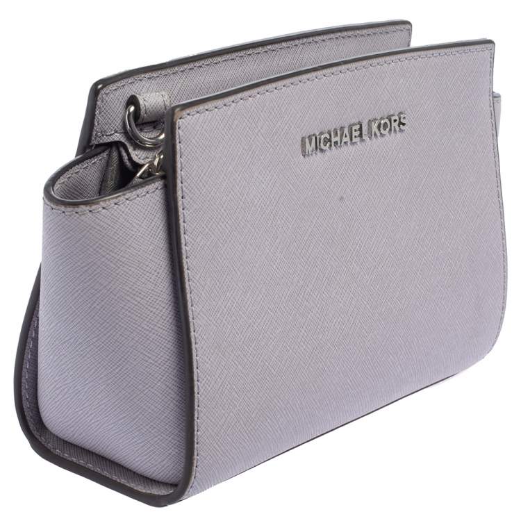 Pre Owned Michael Kors Purple Leather Mini Selma Crossbody Bag