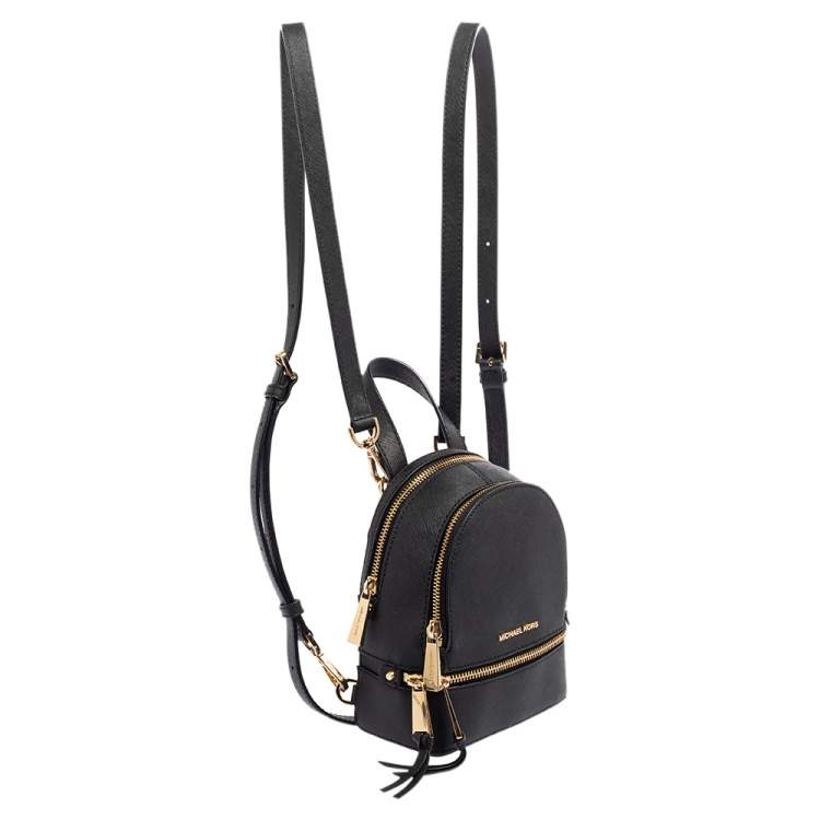 Pre Owned Michael Kors Black Leather Mini Rhea Backpack