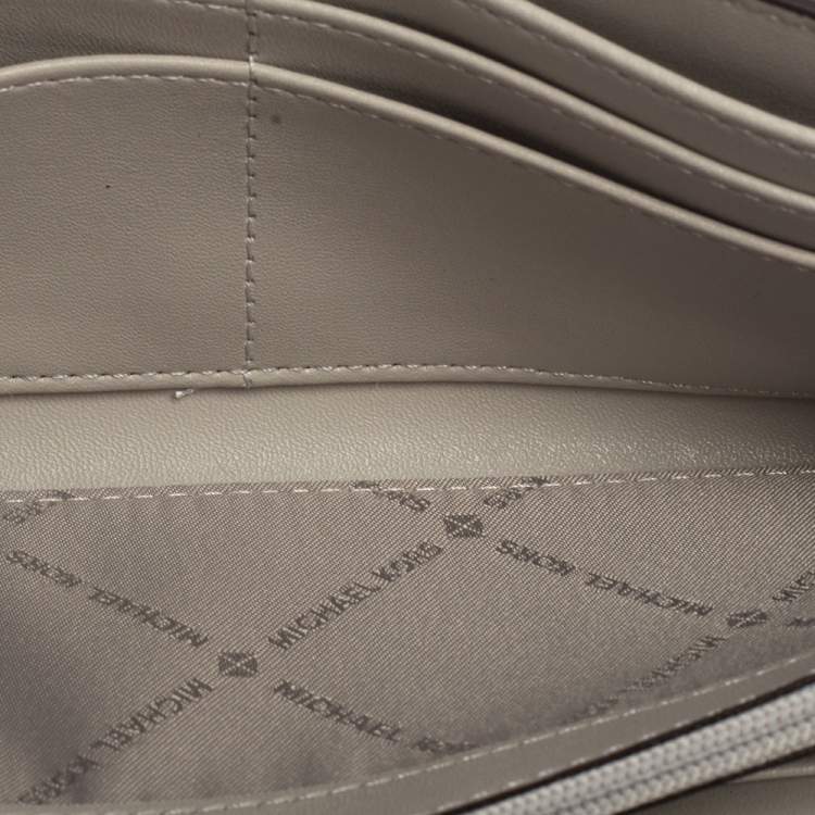 Pre Owned Michael Kors Grey Leather Jet Set Wallet On Chain