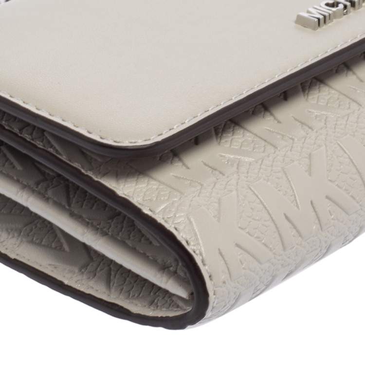 Pre Owned Michael Kors Grey Leather Jet Set Wallet On Chain