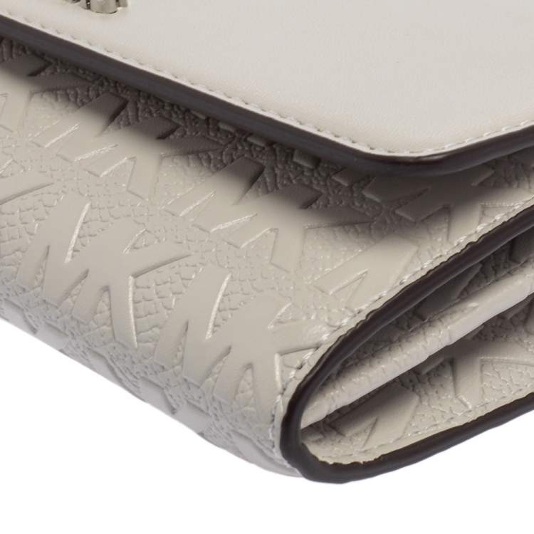 Pre Owned Michael Kors Grey Leather Jet Set Wallet On Chain