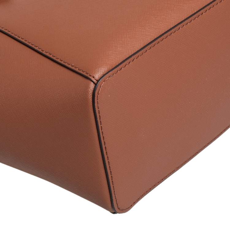 Pre Owned Michael Kors Tan Leather Charlotte Top Zip Tote