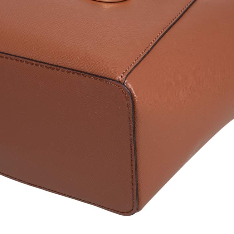 Pre Owned Michael Kors Tan Leather Charlotte Top Zip Tote