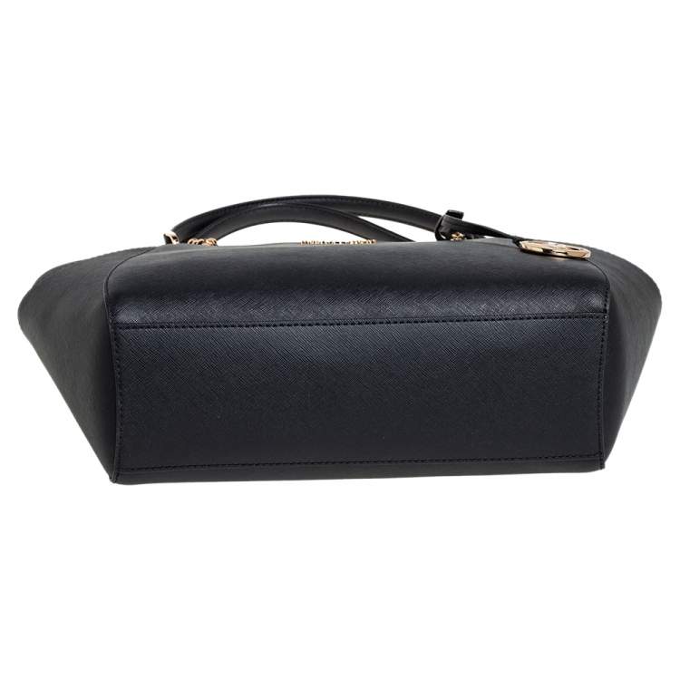 Pre Owned Michael Kors Black Leather Jet Set Travel Chain Tote