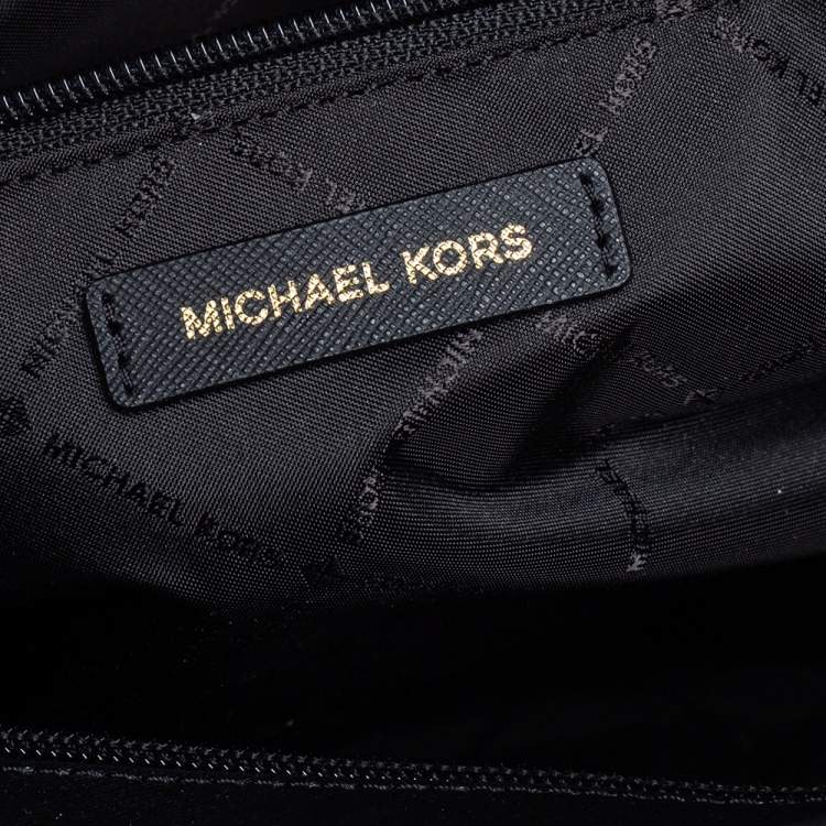 Pre Owned Michael Kors Black Leather Jet Set Travel Chain Tote