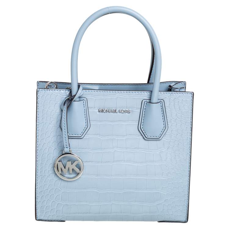 Michael Kors Pale Blue Croc Embossed and Leather Mercer Tote Michael Kors |  TLC