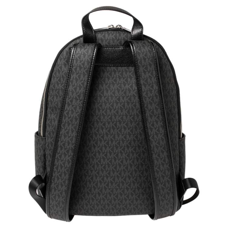 Pre Owned Michael Kors Black Signature Coated Canvas Large Erin Backpack
